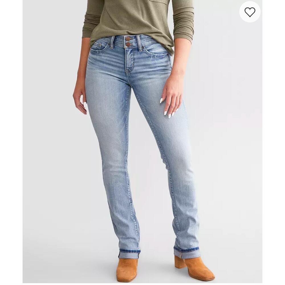 BKE Payton universal fit mid rise distressed straight jeans size 26x33 - Picture 2 of 8
